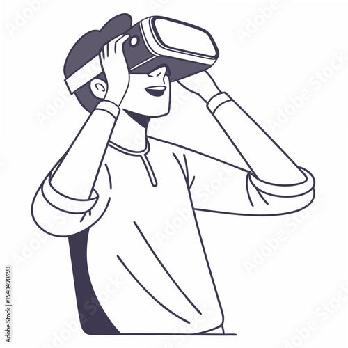 Man experiencing virtual reality headset technology