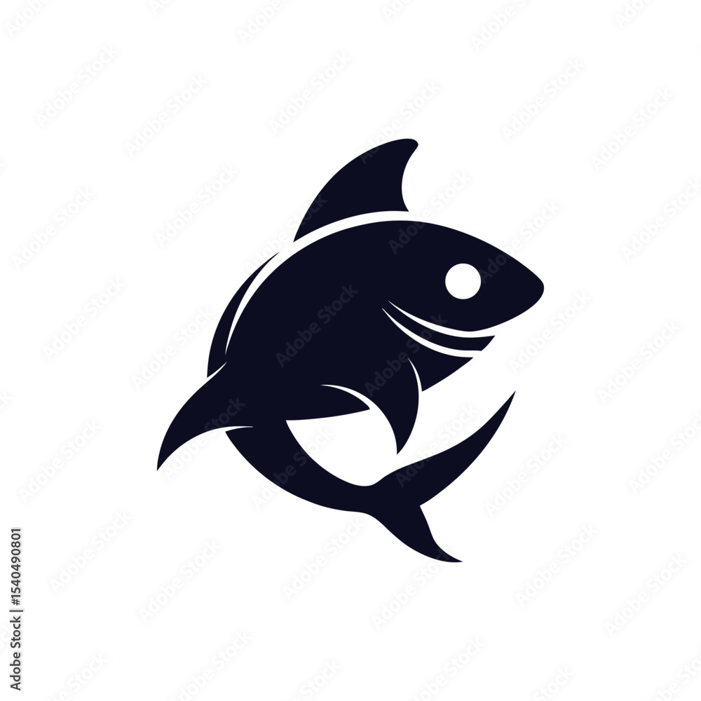 Fototapeta premium Powerful Shark Logo Design Vector Illustration of a Predatory Fish
