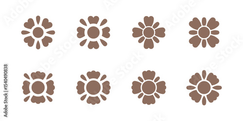 Circle geometric elements for your project. Four leaf flower elements for decor. Simple geometric shape.