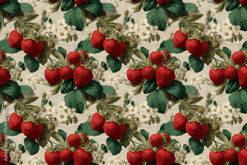 Summer seamless strawberry pattern in retro style