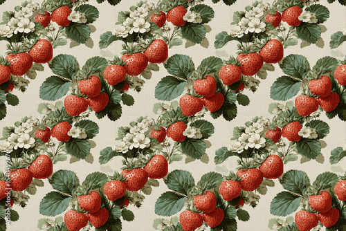 Summer seamless strawberry pattern in retro style