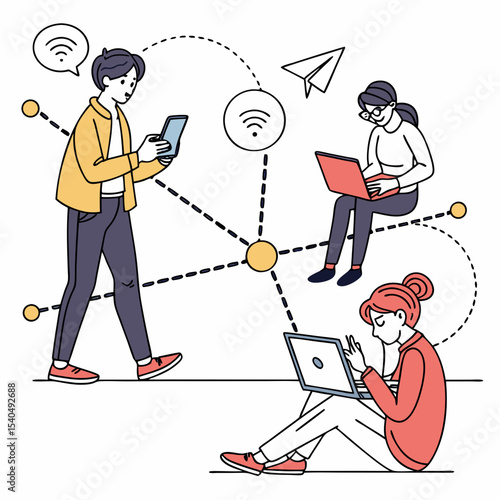 Connected people working remotely using technology