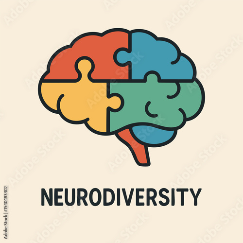 Neurodiversity puzzle brain vector autism  adhd awareness