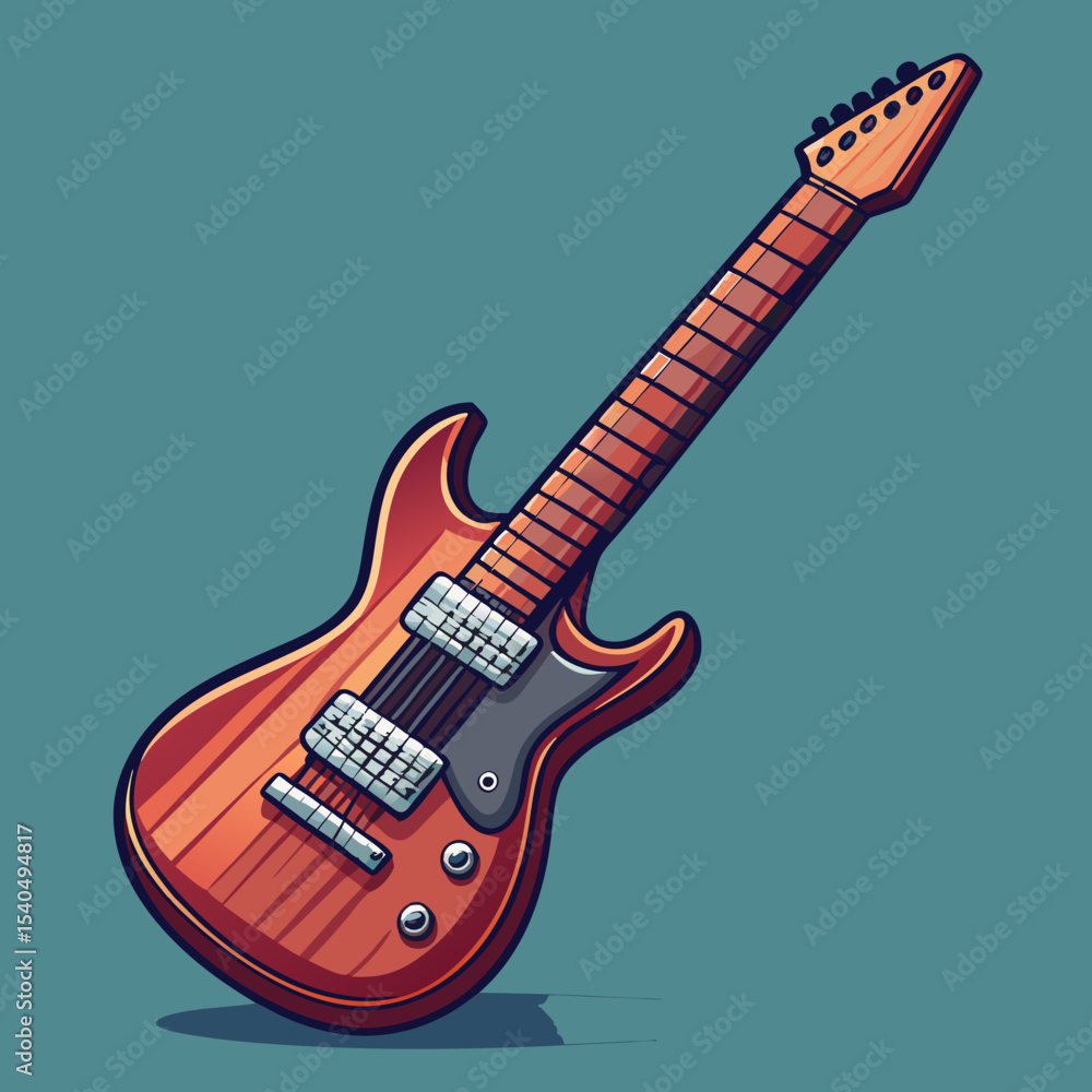 Obraz premium Hand drawn electric guitar cartoon illustration isolated background