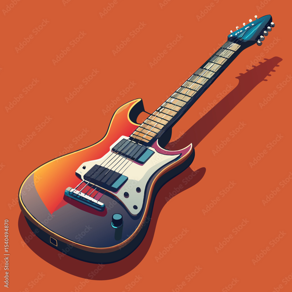 Obraz premium Hand drawn electric guitar cartoon illustration isolated background