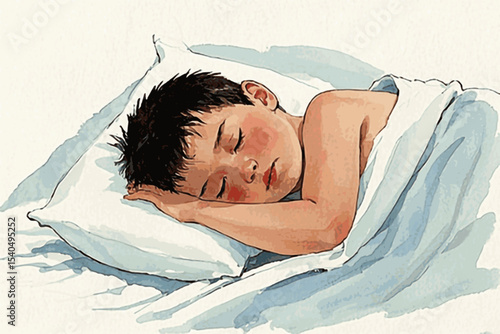 Dream Anchor boy sleeping isolated watercolor vector illustration svg