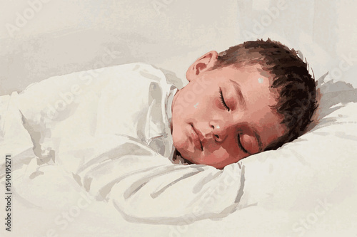 Boy at Rest boy sleeping isolated watercolor vector illustration svg