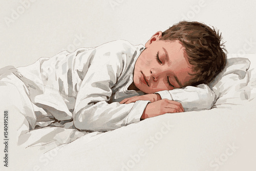 Deep Repose boy sleeping isolated watercolor vector illustration svg