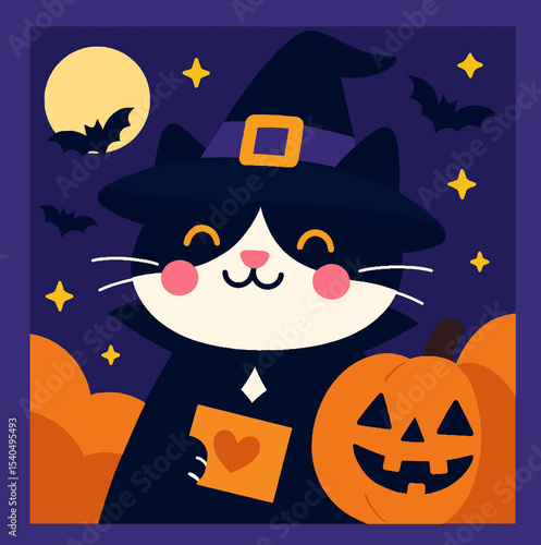 halloween cat on a pumpkin