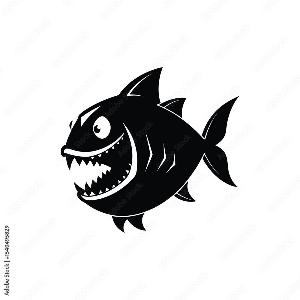 Fototapeta premium Smiling Shark Illustration A Fun and Playful Cartoon Fish Design