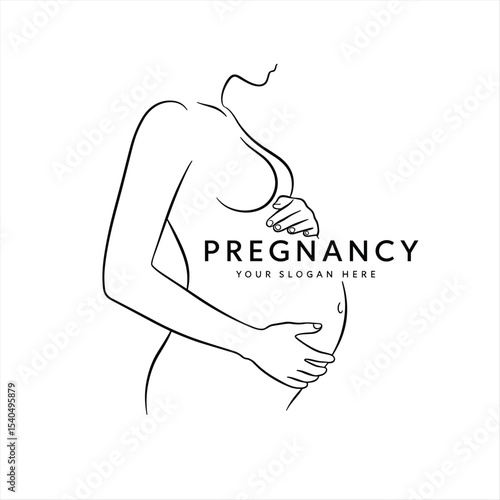 pregnancy logo pregnant woman maternal vector illustration