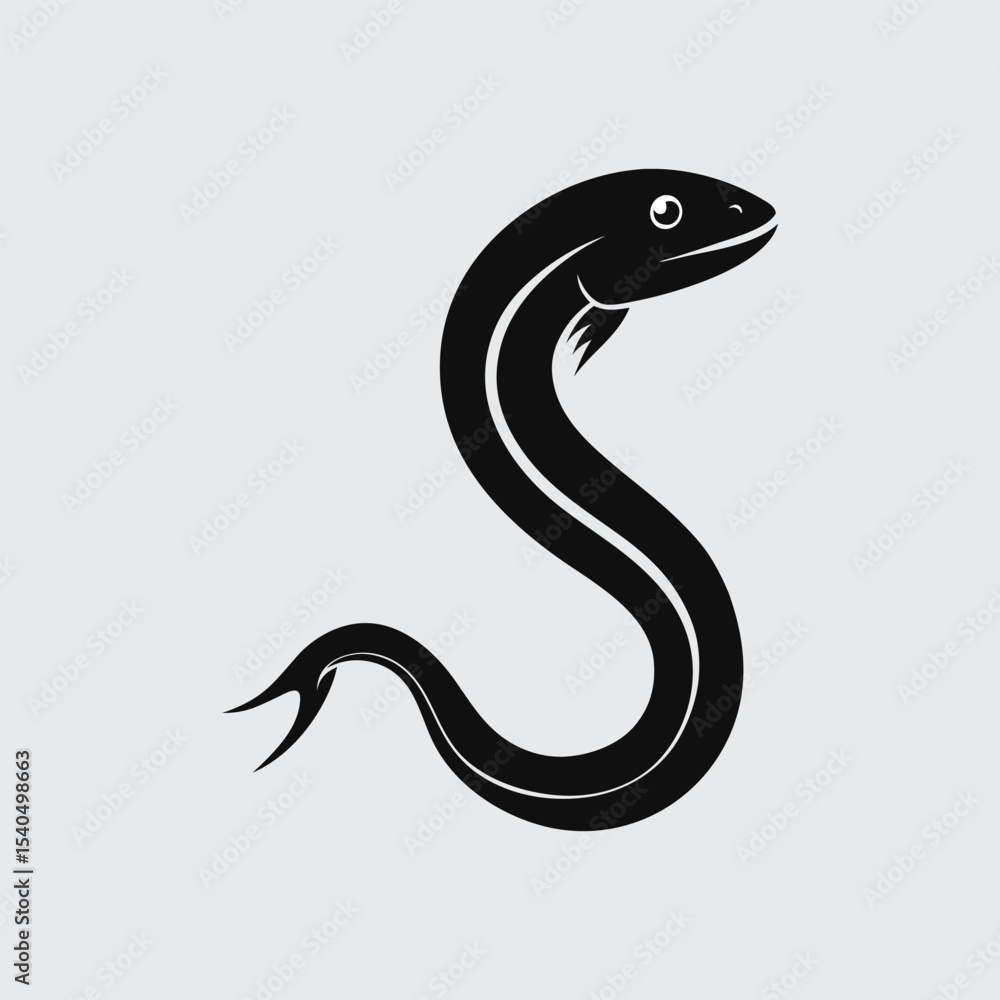 Naklejka premium Elegant S-Shaped Eel Illustration Aquatic Life Design