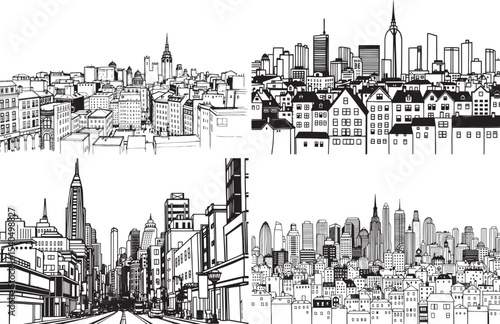 Canvas Print A set of urban landscapes