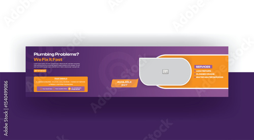 Home Roofing, Plumbing social media banner template