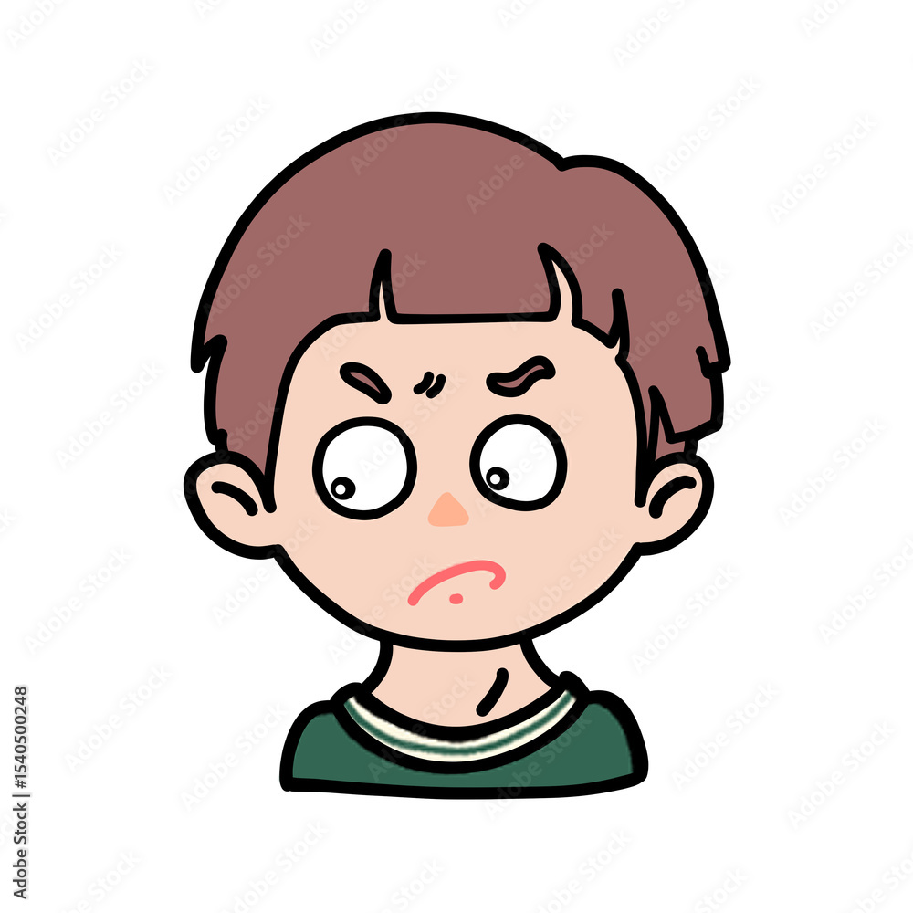 Annoyed Boy with Irritated Face – Cartoon Emotion Illustration Annoyed Boy with Irritated Face – Cartoon Emotion Illustration