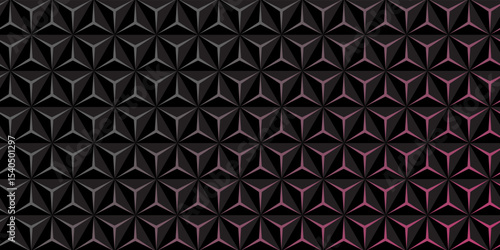 Abstract triangular background. Carbon triangle tiles. Interior design concept. 3d architectural render illustration. Geometry pattern. Random cells. Polygonal glossy surface.
