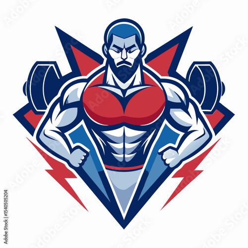 Muscular athlete with dumbbells in bold graphic style
