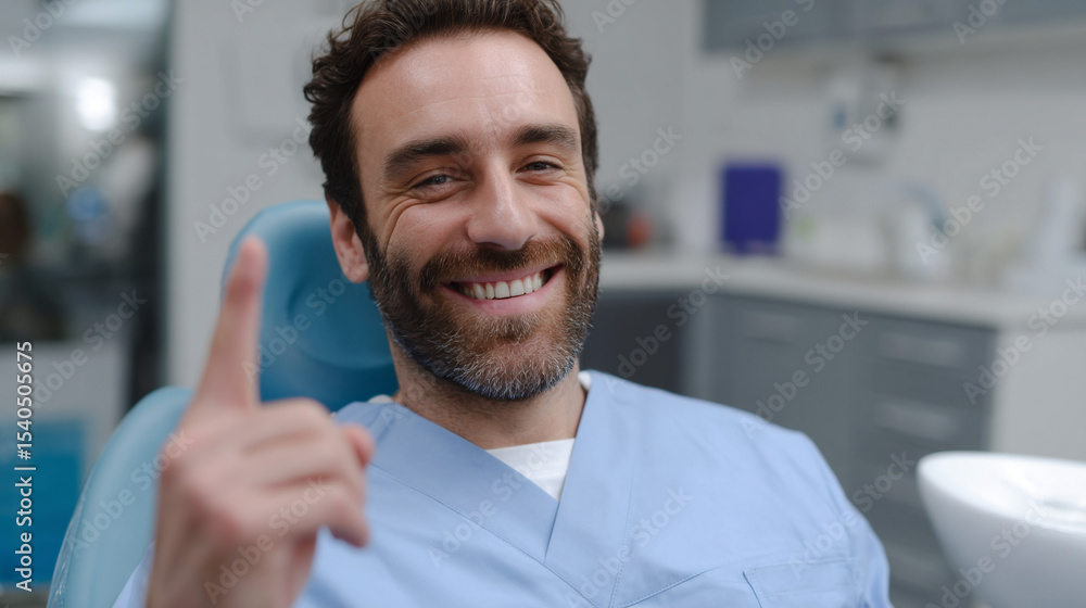 Obraz premium Happy dentist portrait thumbs up.