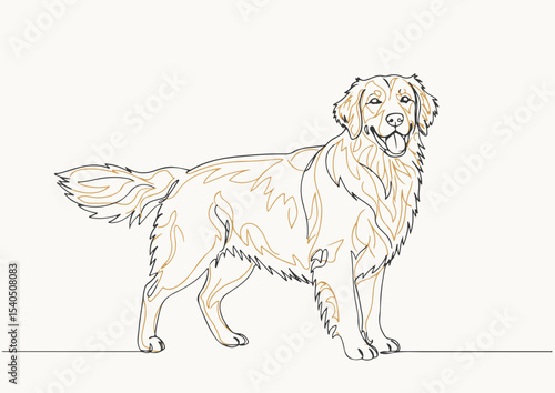 illustration, drawing, animal, pet, dog, outline, cute, art, retriever, graphic, puppy, continuous, line, golden retriever, vector, labrador, domestic, isolated, doodle, hand, head, abstract, purebred