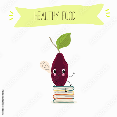 Cherry, fruit, dogwood, cornelian, cornus, funny cheerful characters. Vector hand drawn  illistration.