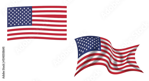 American Flag Illustrations Waving and Static Designs for Independence Day