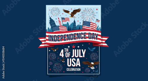 Patriotic 4th of July USA Independence Day Celebration Illustration
