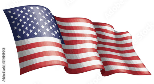 Waving American Flag Independence Day Illustration