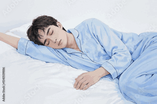 Gentle Repose Young man sleeping isolated watercolor vector illustration svg