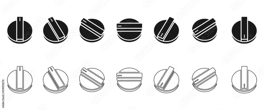 custom made wallpaper toronto digitalrotary round knob icon set with a different view. vector illustration isolated on white background.