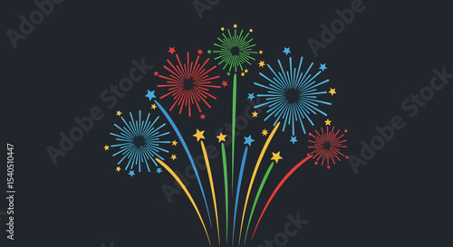 Colorful Fireworks Display A Festive Celebration Vector Illustration