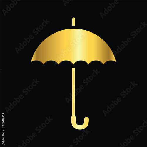 gold color umbrella icon , template, flat, design, vector, illustrations, education, style, trendy, collections