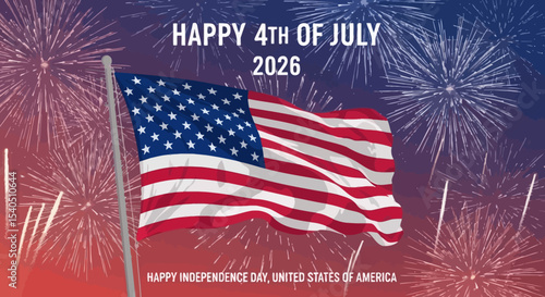 Celebrate Independence Day 2026 Fireworks and American Flag