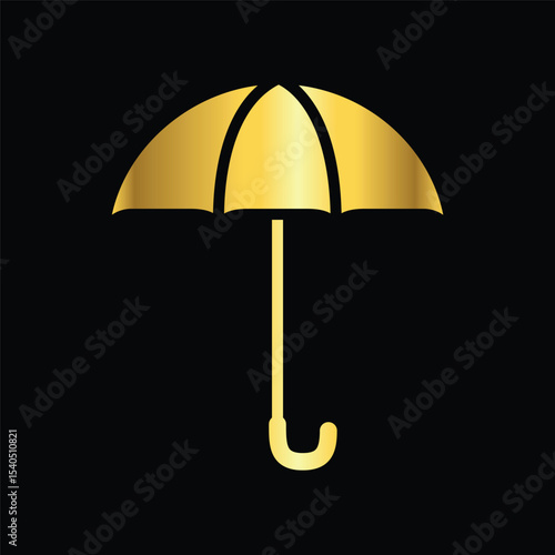 gold color umbrella icon , template, flat, design, vector, illustrations, education, style, trendy, collections