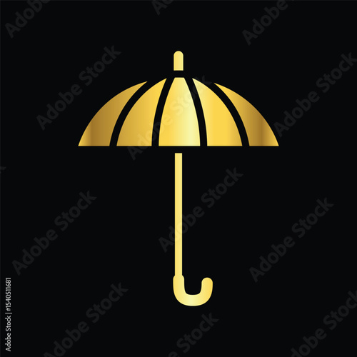 gold color umbrella icon , template, flat, design, vector, illustrations, education, style, trendy, collections