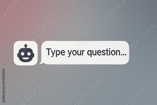 A user-friendly interface with a robot icon prompts a question, offering a gateway to knowledge or assistance, inviting interaction and discovery.