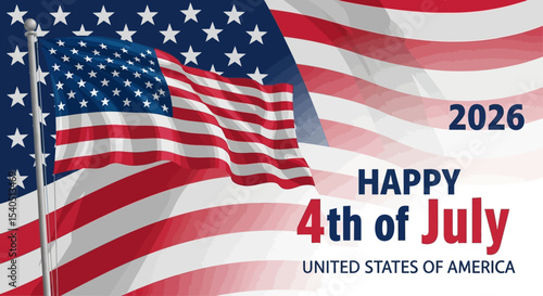 Celebrating Independence Day 2026 Happy 4th of July American Flag Design