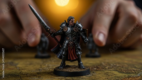 Heroic Fantasy Character Figurine on Map