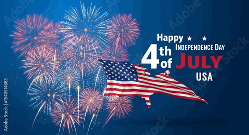 Celebrating America Fireworks and Flag 4th of July Design