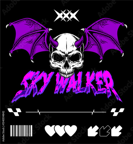 TSHIRT DESIGN SKULL HEAD WITH WINGS