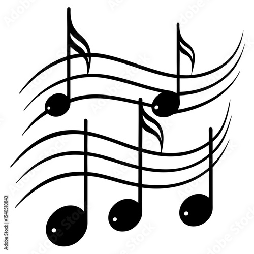 A-Music-Notes Vector | Generative AI & Linocut Silhouette Music Design