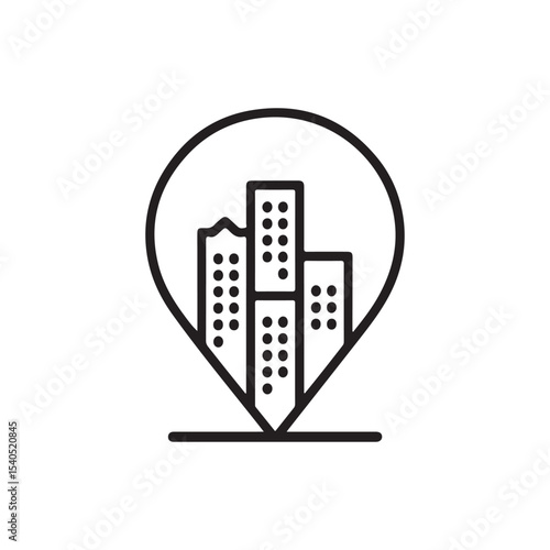 Urban Location Pin Cityscape Map Marker Design
