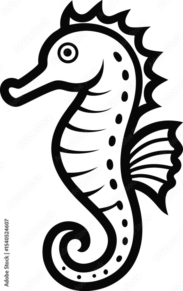Fototapeta premium seahorse line art vector icon isolated design for underwater, wildlife, graphic, drawing, ocean, symbol, aquatic, horse, aquarium, aquatic
