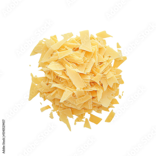 Pile of Grated Cheddar Cheese Isolated on Black Background