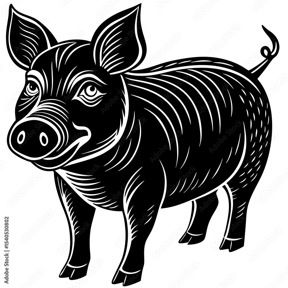 Fototapeta premium vector illustration of a cartoon pig