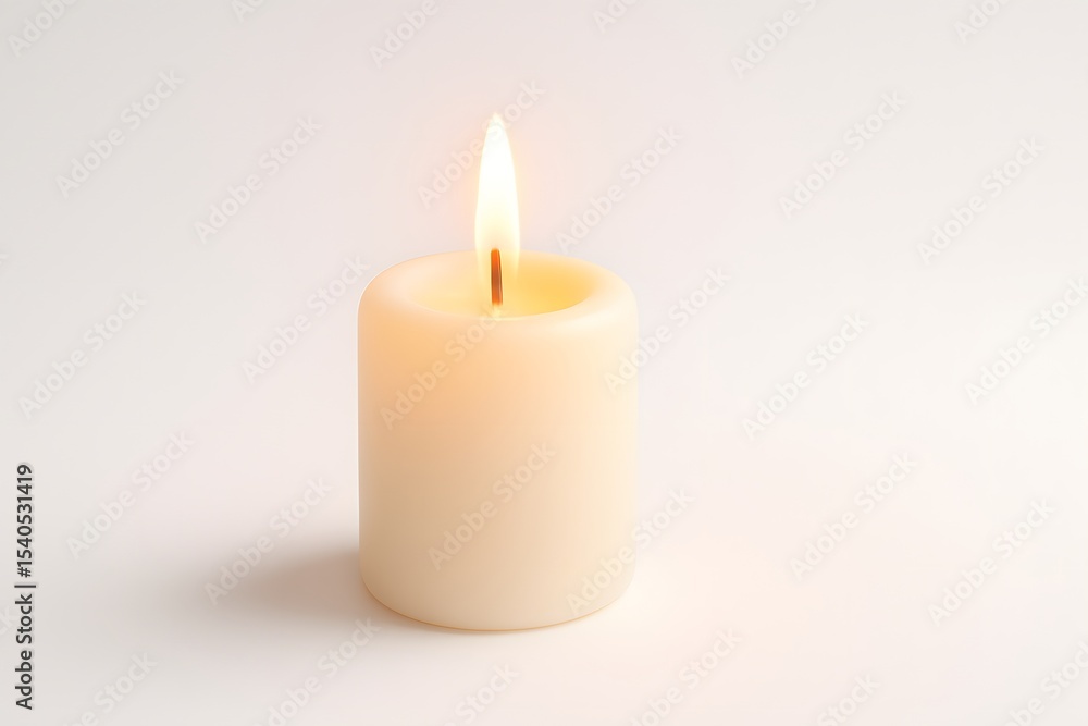 Single White Candle Flame on Soft Background for Relaxation and Peace Single White Candle Flame on Soft Background for Relaxation and Peace