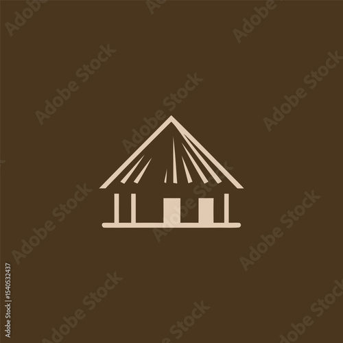 African village hut logo in simple and cultural design style.