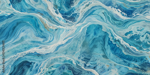 Blue ocean wave background. Blue and white water ocean background.

