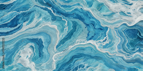 Blue ocean wave background. Blue and white water ocean background.

