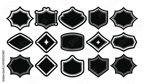 Blank Vintage Label Templates, Set of Retro Banners and Badge Shapes for Text On White Background
