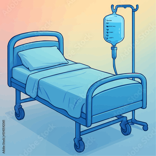 Hospital Bed and IV Drip Medical Care and Patient Well-being